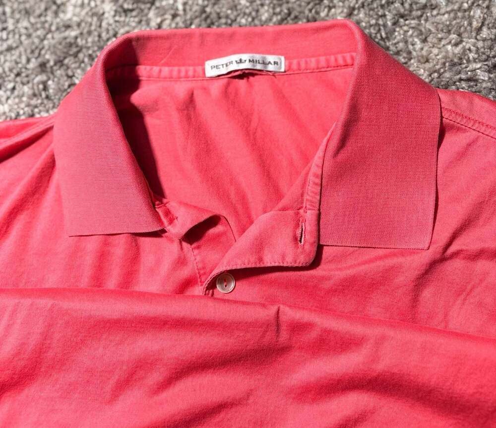 Peter Millar Men's Coral Pink Cotton Short Sleeve Golf Polo Shirt